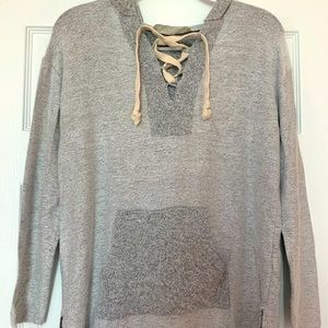 Women’s Grey Sweatshirt with Criss Cross Neckline